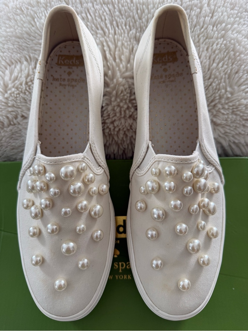 Keds x Kate Spade Triple Deck Pearl Platform Sneakers Cream Women’s 10 w/ Box